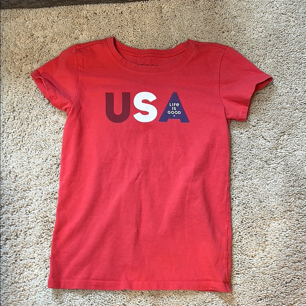 Life Is Good Kids Red USA Tee